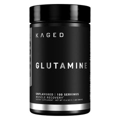 Kaged envase frontal de L-Glutamine 500 g mostrando diseño y cantidad