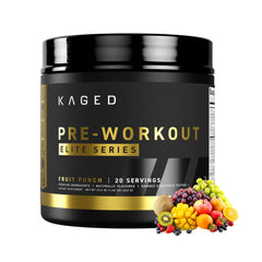 Kaged envase frontal mostrando sabor Fruit Punch y beneficio de energía