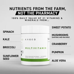 Kaged multivitamin cápsulas de cerca destacando textura fácil de tragar