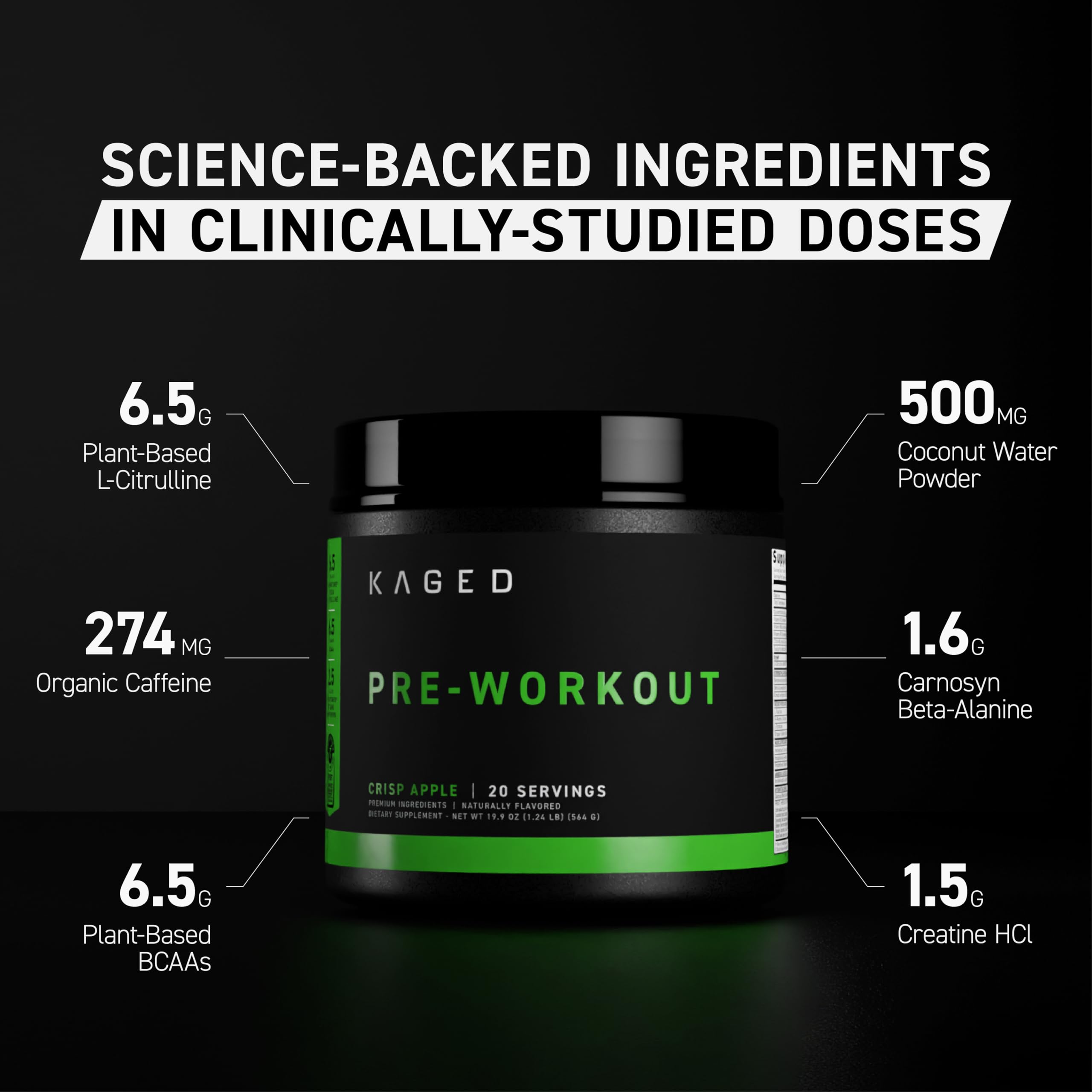 Kaged Pre-entrenamiento, mezcla en vaso, enfoque y rendimiento para tu sesión.