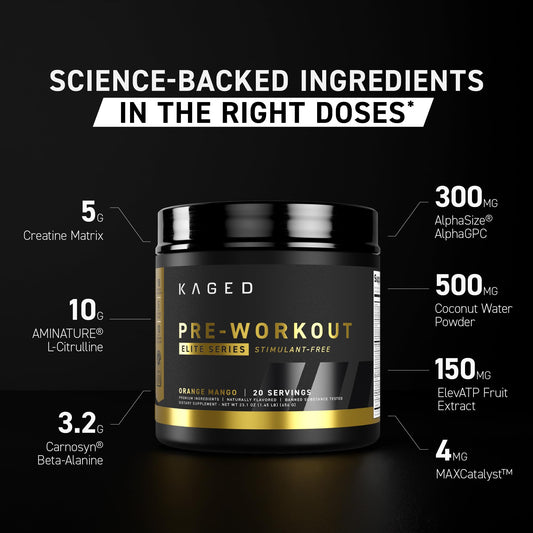 Kaged Elite Stim Free scoop with Cherry Limeade for precise dosing