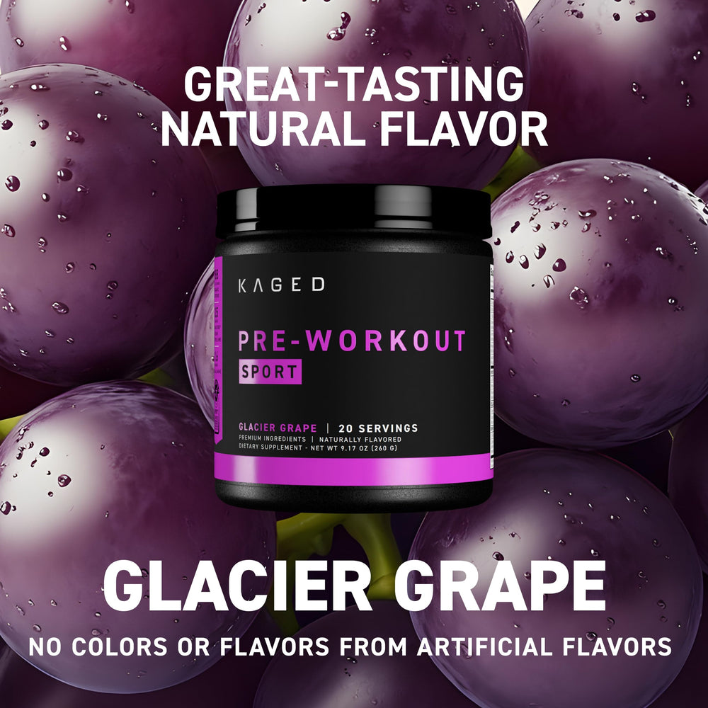 Kaged vaso con bebida preparada Glacier Grape, hidratación y energía inmediata
