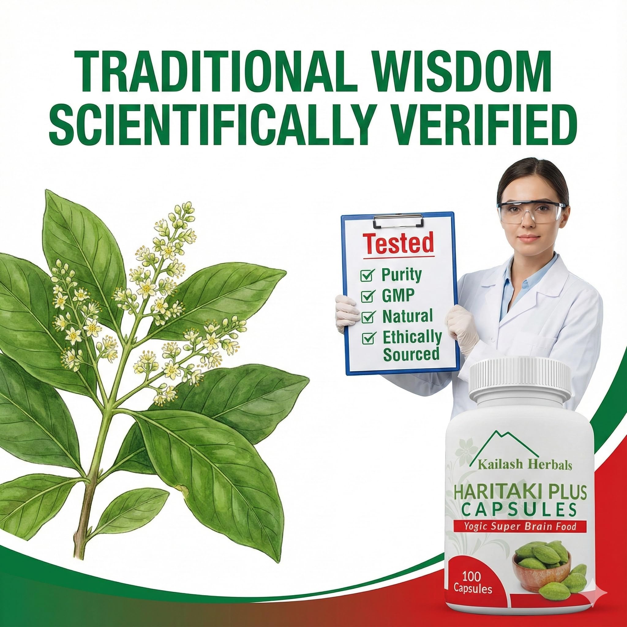 Kailash Herbals etiqueta con ingredientes y certificaciones legibles