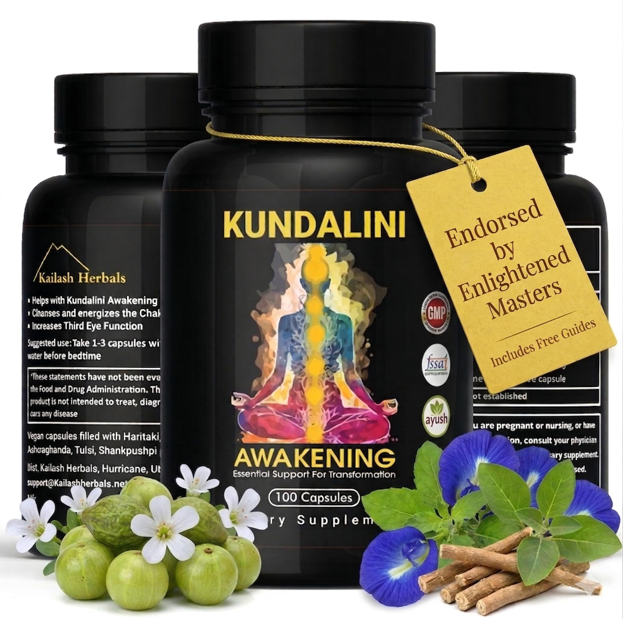 Kailash Herbals botella frontal mostrando el envase y beneficios