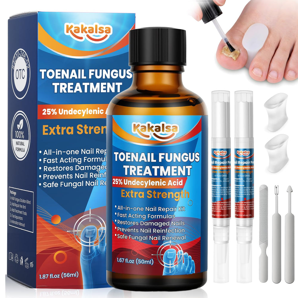 Kakalsa vista frontal del kit completo para tratamiento de hongos, práctico y profesional