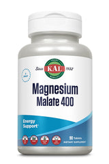 KAL envase frontal de Magnesium Malate 400mg, presentación clara y beneficios