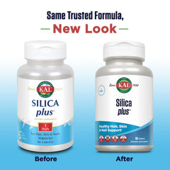 KAL Silica Plus tableta en primer plano y aspecto de fácil ingestión