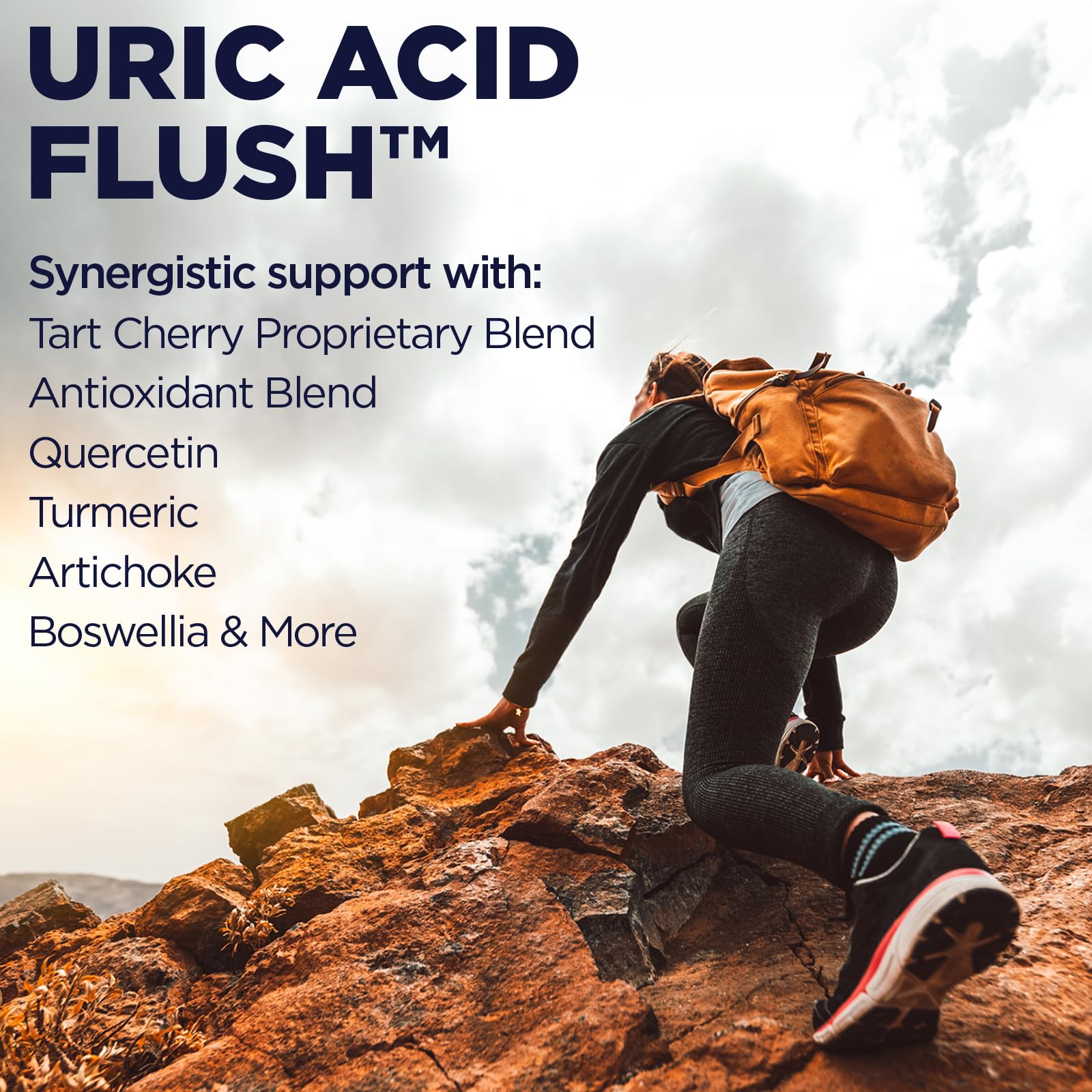 Frasco KAL Uric Acid Flush sostenido en mano para mostrar escala práctica