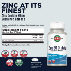 KAL tableta de zinc orotate en primer plano, textura y forma visibles