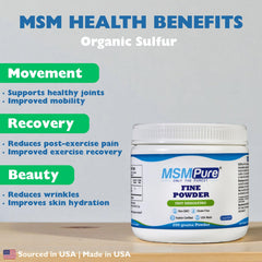 KALA HEALTH polvo fino de MSM mostrando textura disoluble