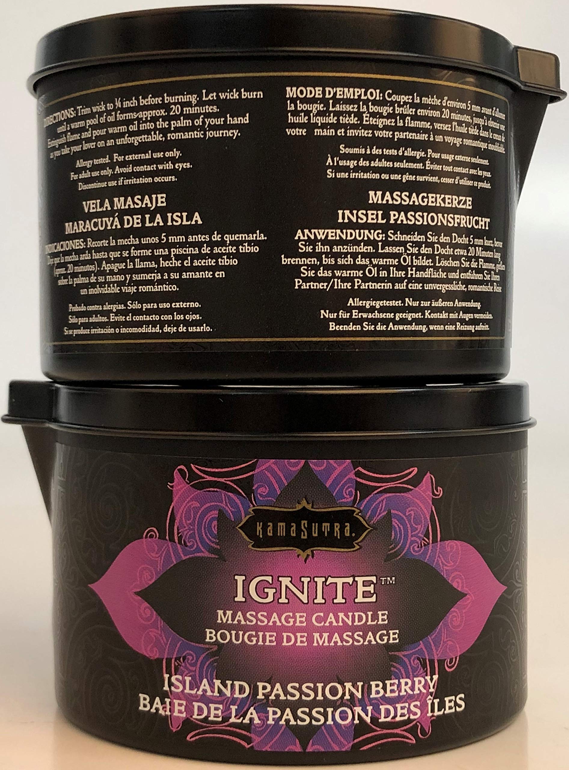 KAMA SUTRA etiqueta Island Passion Berry que anuncia la fragancia