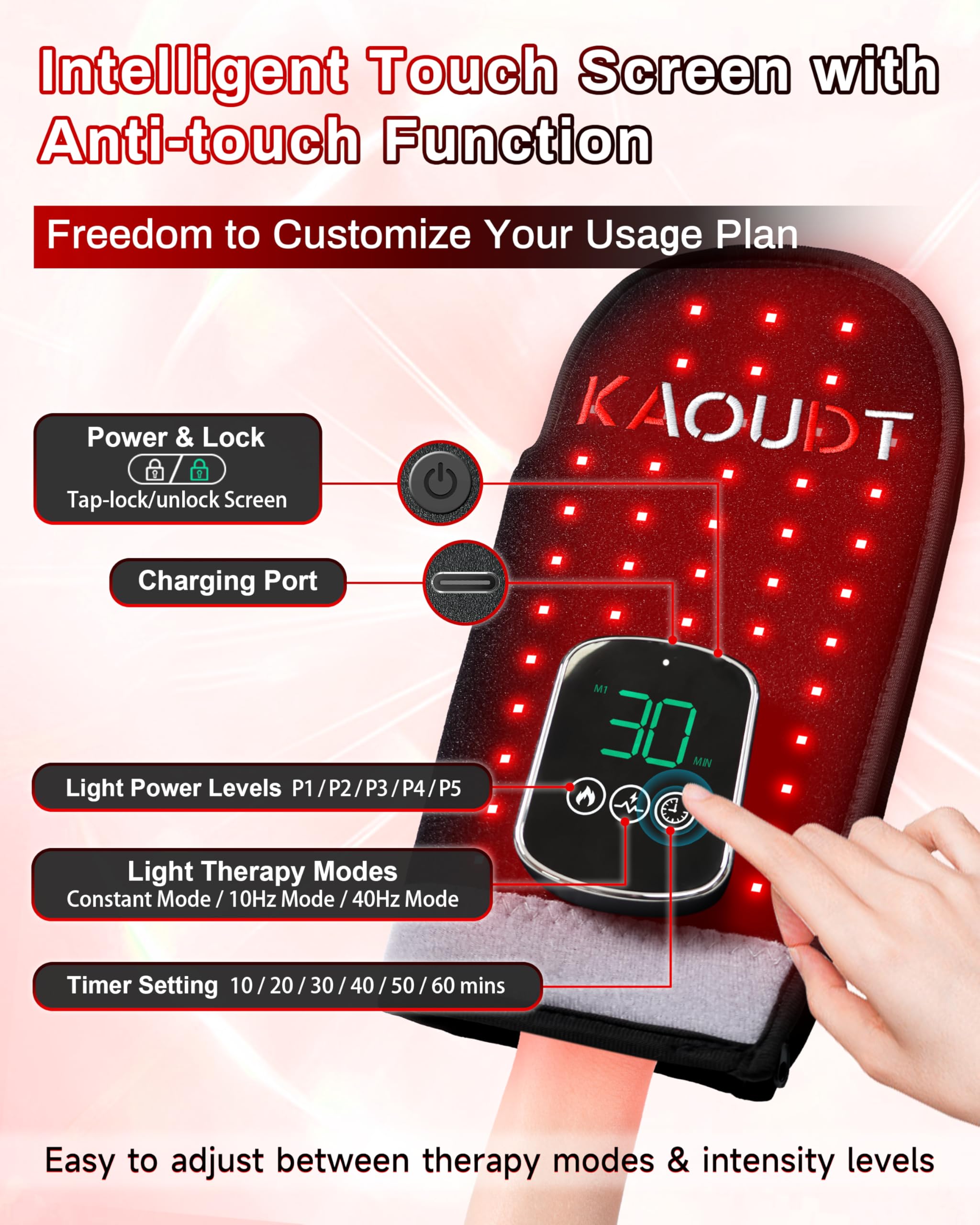 Kaoudt mostrando la batería 5000mAh integrada para horas de uso continuo