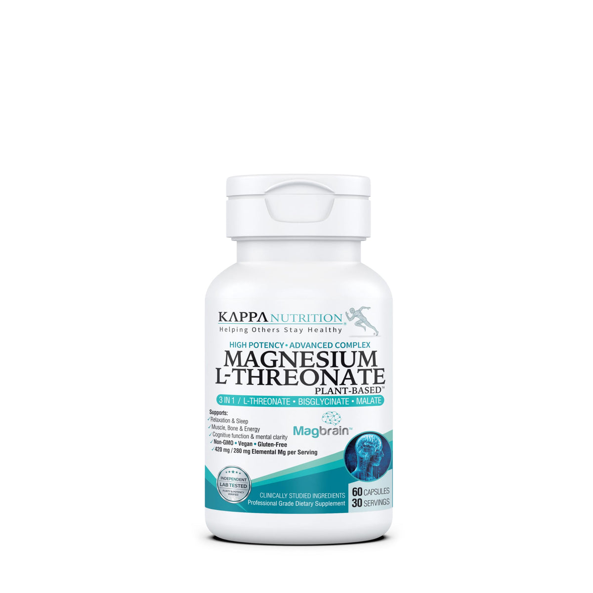 KAPPA NUTRITION frasco frontal mostrando diseño y beneficio de fórmula vegana