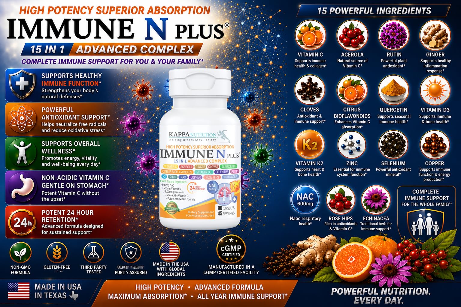 KAPPA NUTRITION mezcla de ingredientes naturales para visualizar origen vegetal