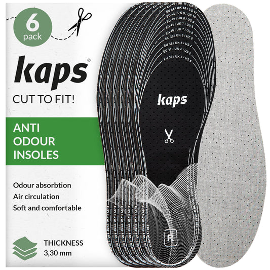 Kaps frontal del pack seis pares mostrando el empaque y beneficio antiólor