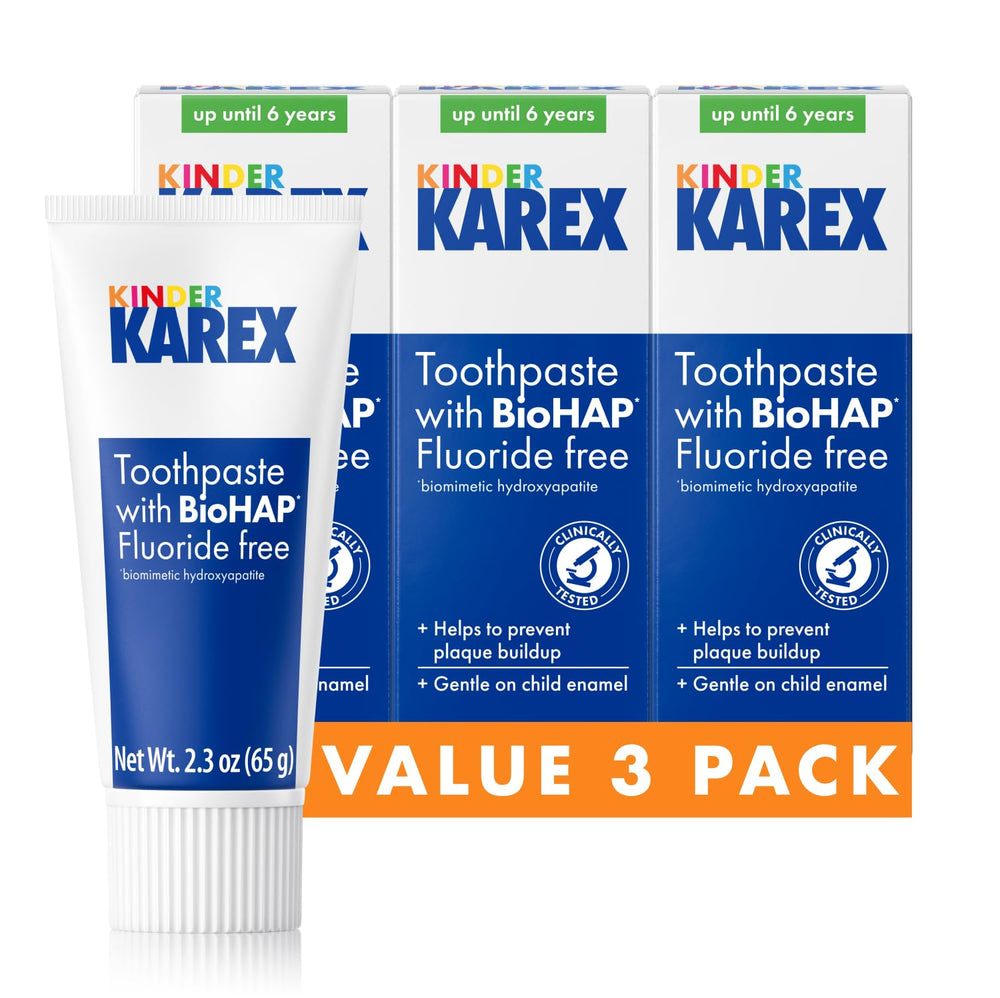 KAREX envase frontal de la pasta dental infantil, apariencia clara y atractiva