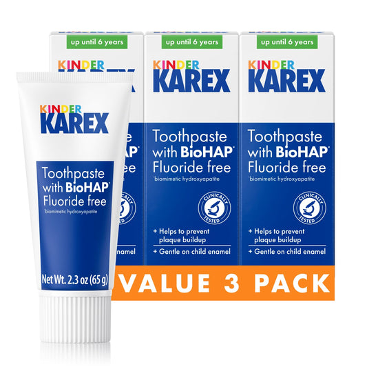 KAREX envase frontal de la pasta dental infantil, apariencia clara y atractiva