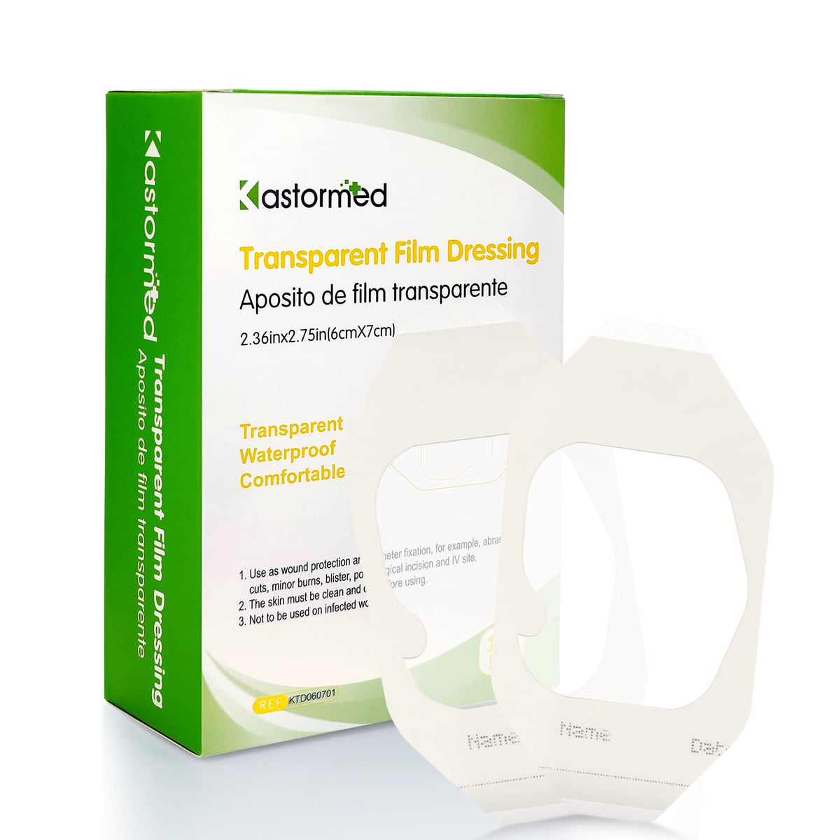 kastormed empaque frontal mostrando 100 vendajes, protección y suministro prolongado