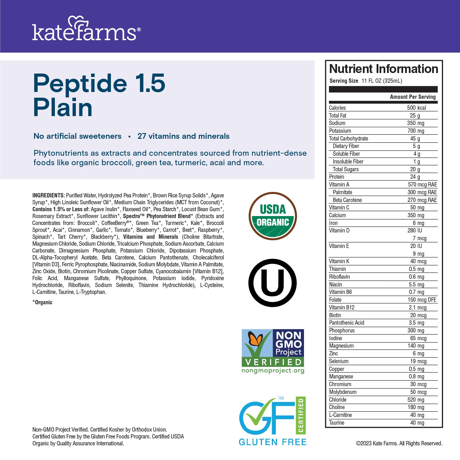 Kate Farms paquete de 12 envases, ideal para almacenamiento y reposición