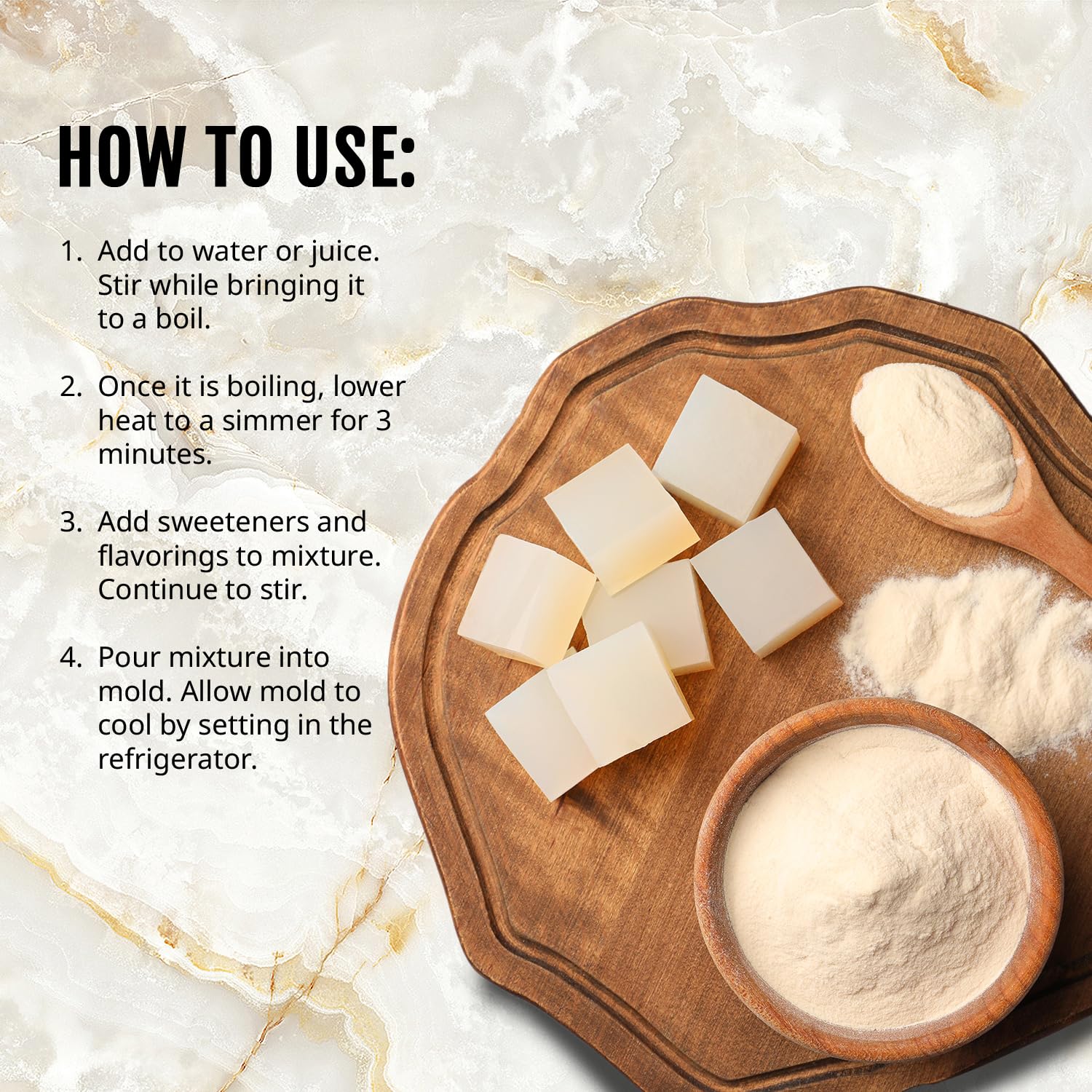 Postres gelificados hechos con Kate Naturals agar agar mostrando firmeza y brillo