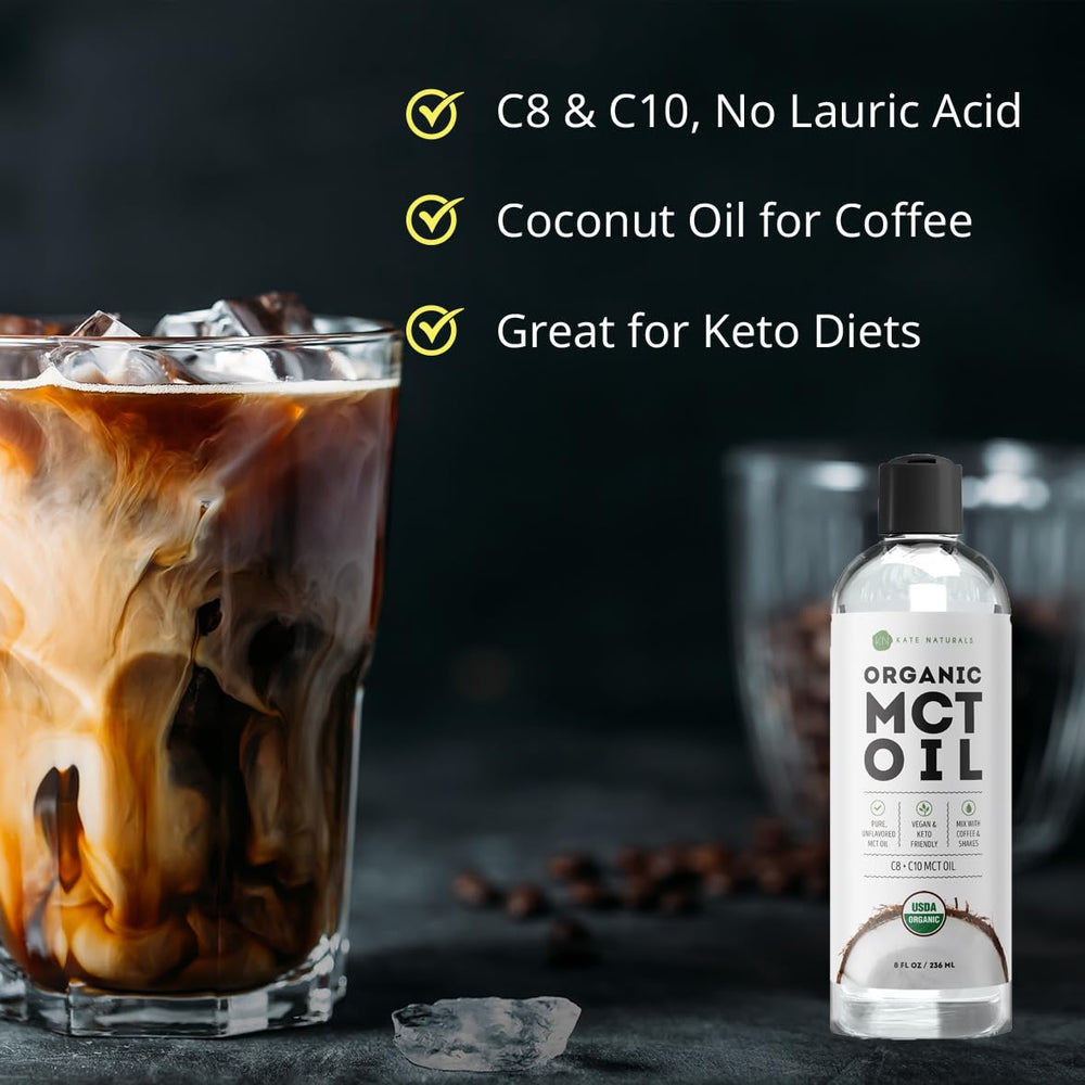Kate Naturals etiqueta en primer plano que destaca C8 y C10