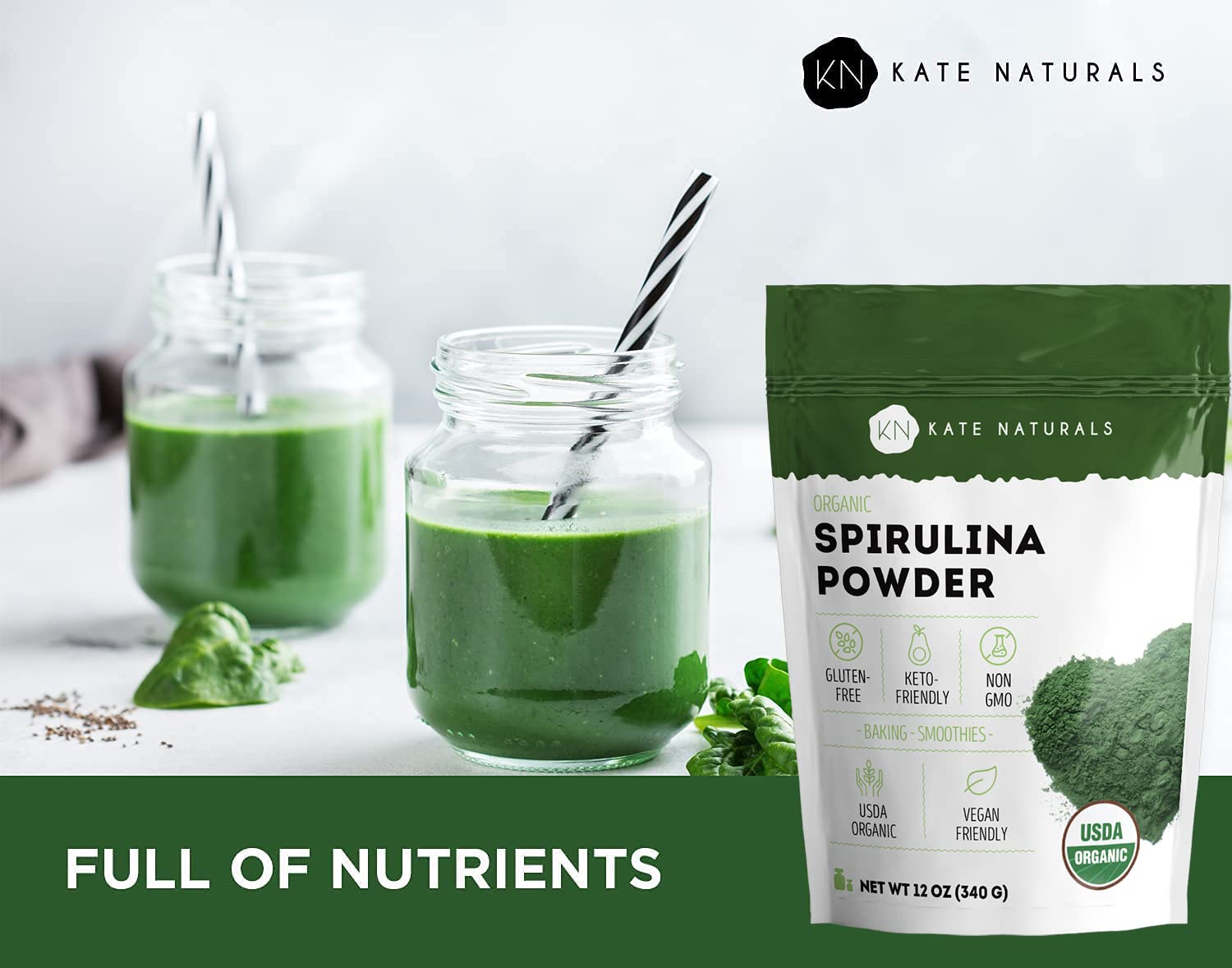 Kate Naturals comparación de tamaño del envase para referencia práctica