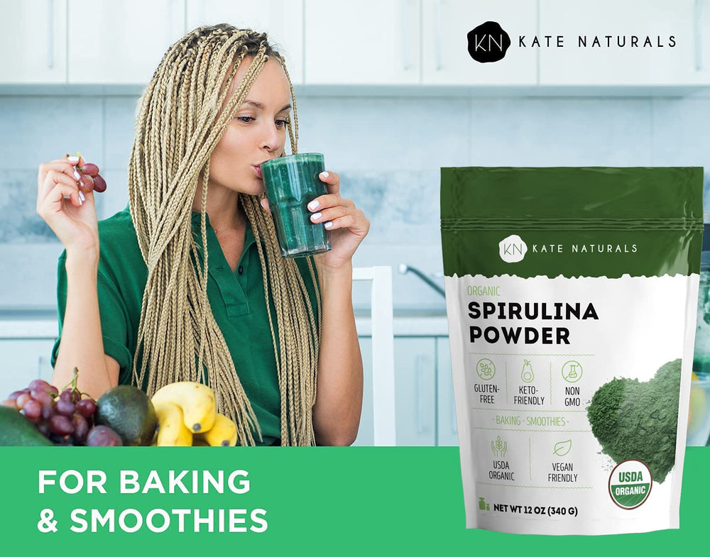 Kate Naturals polvo en smoothie mostrando beneficio nutritivo inmediato