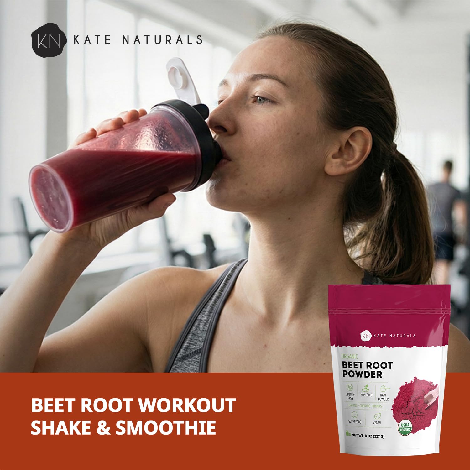 Kate Naturals cucharada del polvo lista para añadir a bebidas