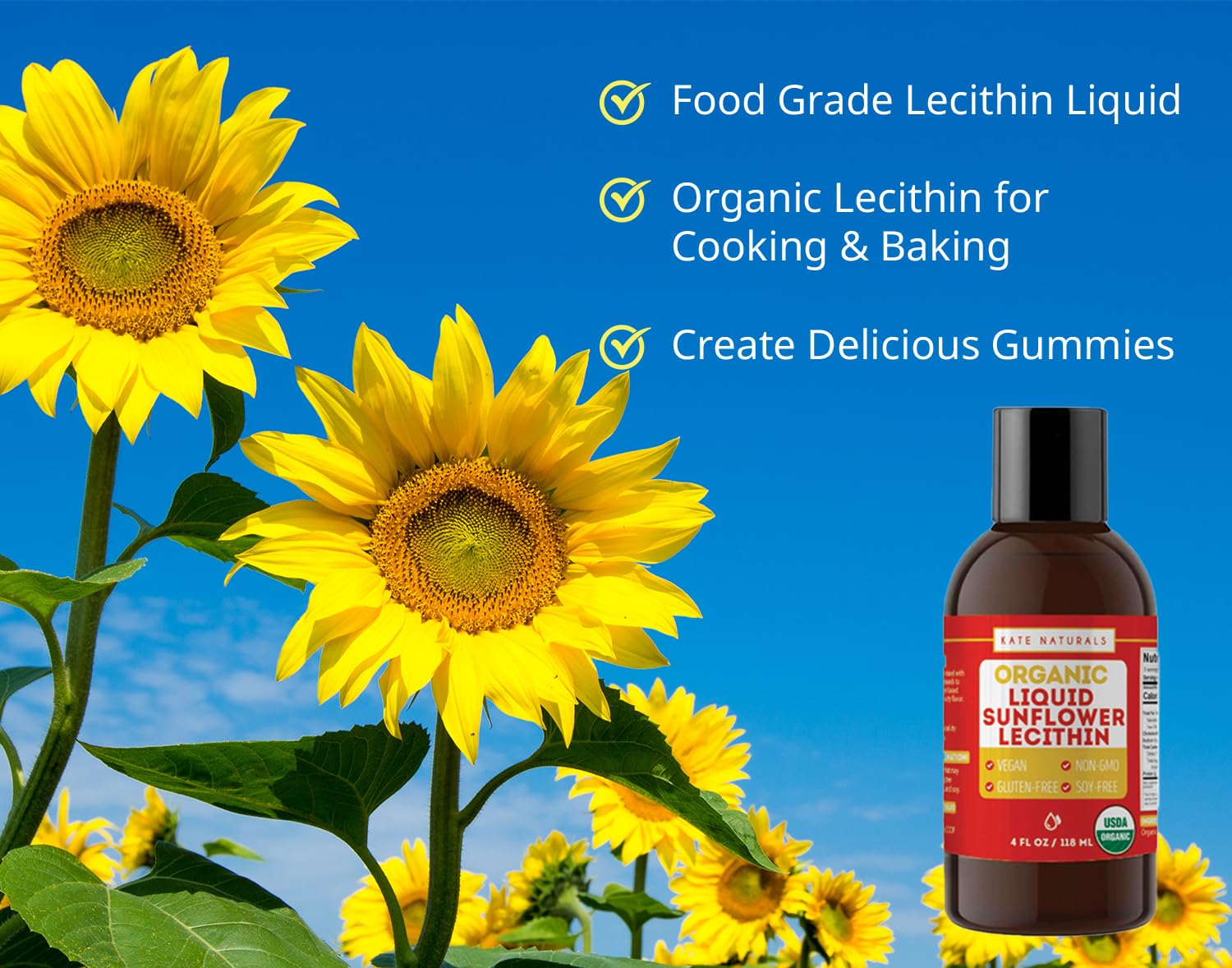 Kate Naturals mezclando gomitas con lecitina, evita grumos y logra gel uniforme