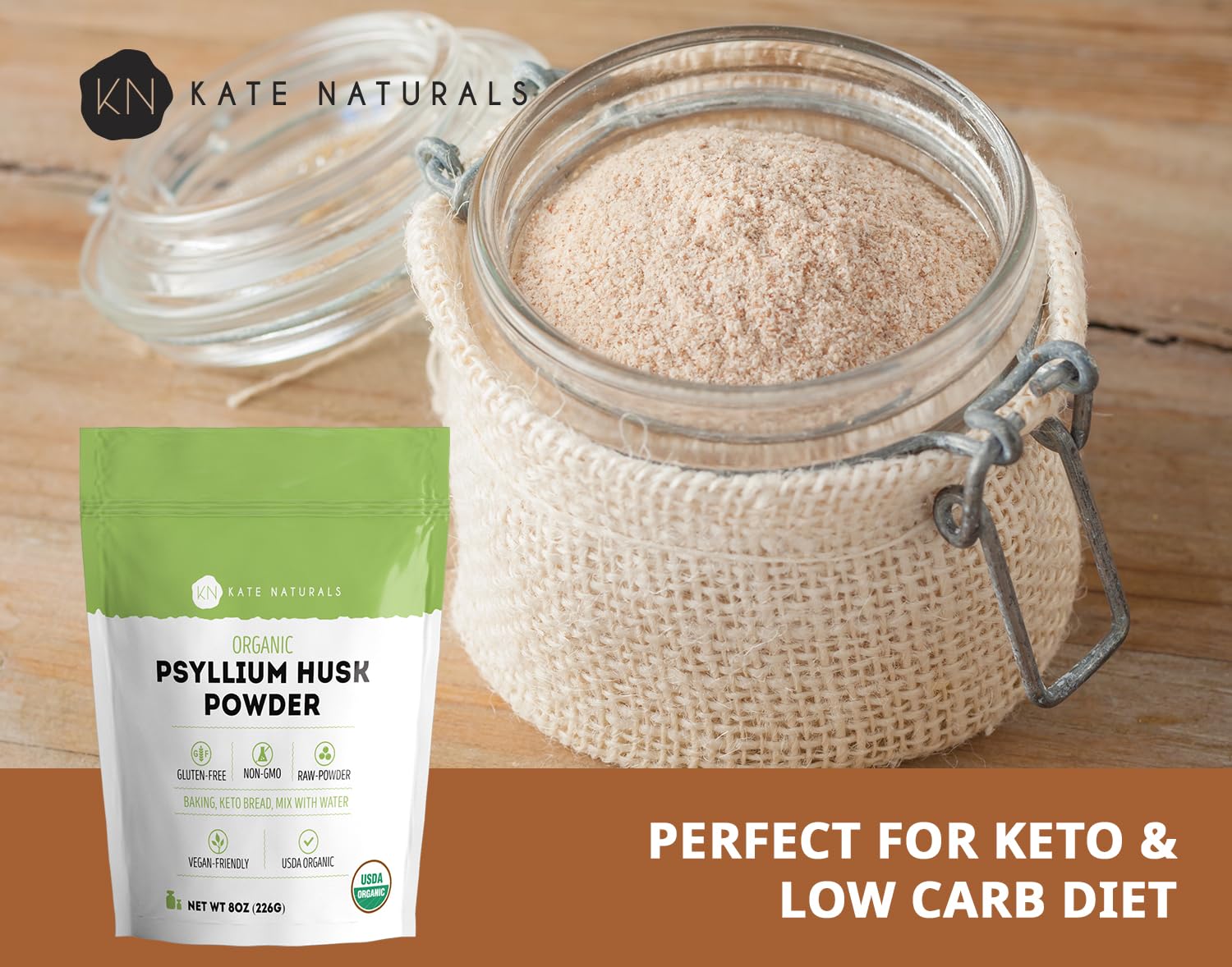 Kate Naturals uso en horneado mostrando pan sin gluten con mejor textura y humedad