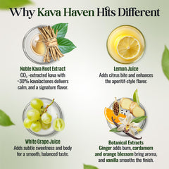 Kava Haven servido en copa de cóctel, muestra versatilidad para recetas sin alcohol