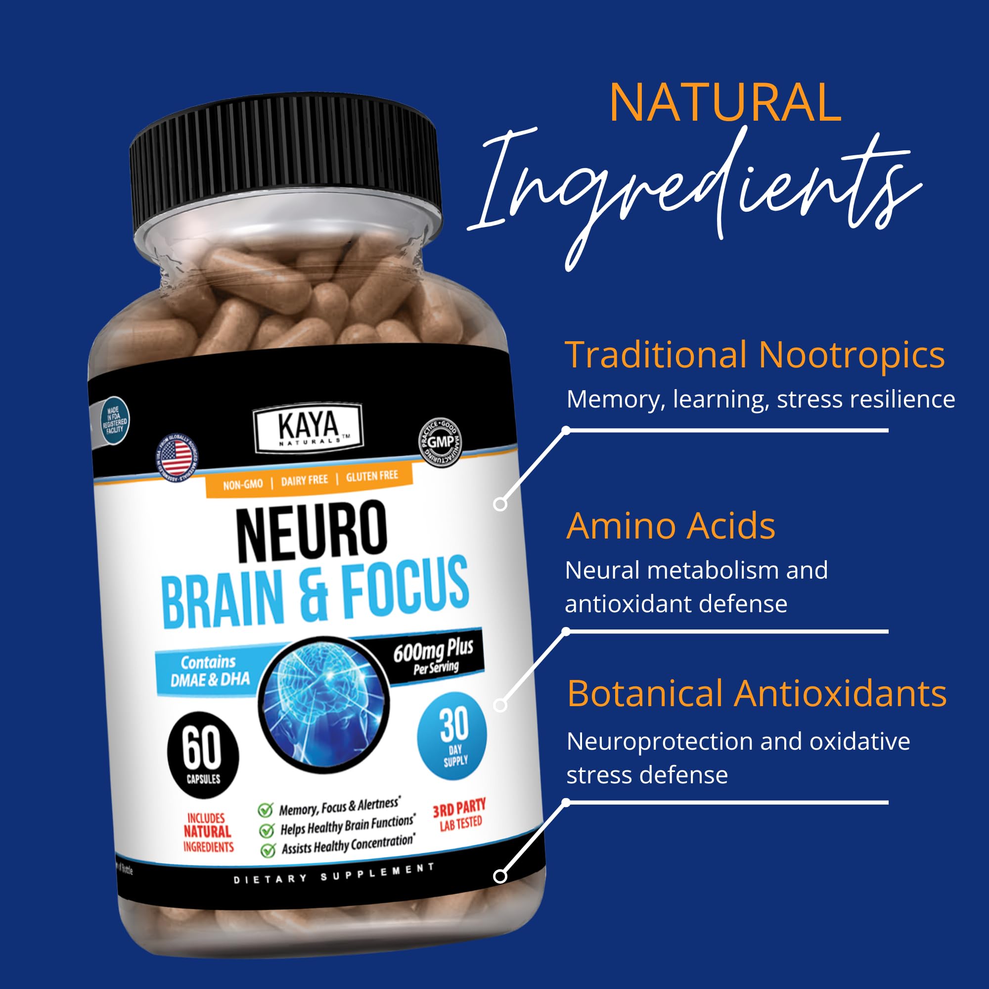Kaya Naturals comparación de tamaño para visualización de porción
