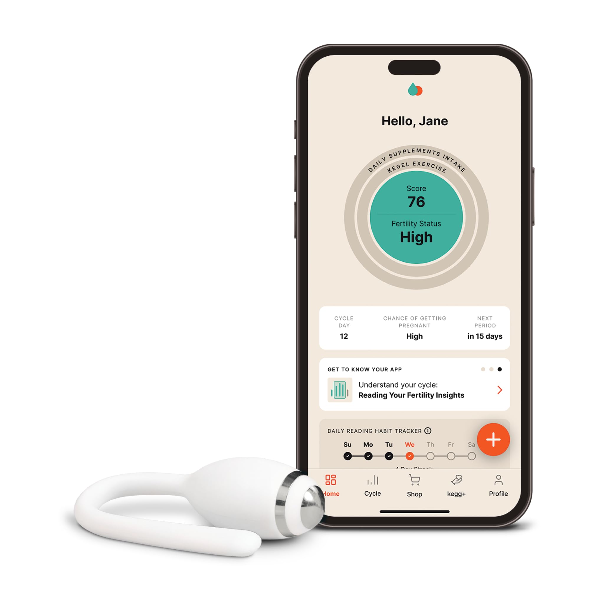 kegg frontal del empaque mostrando el dispositivo y beneficio de accesibilidad