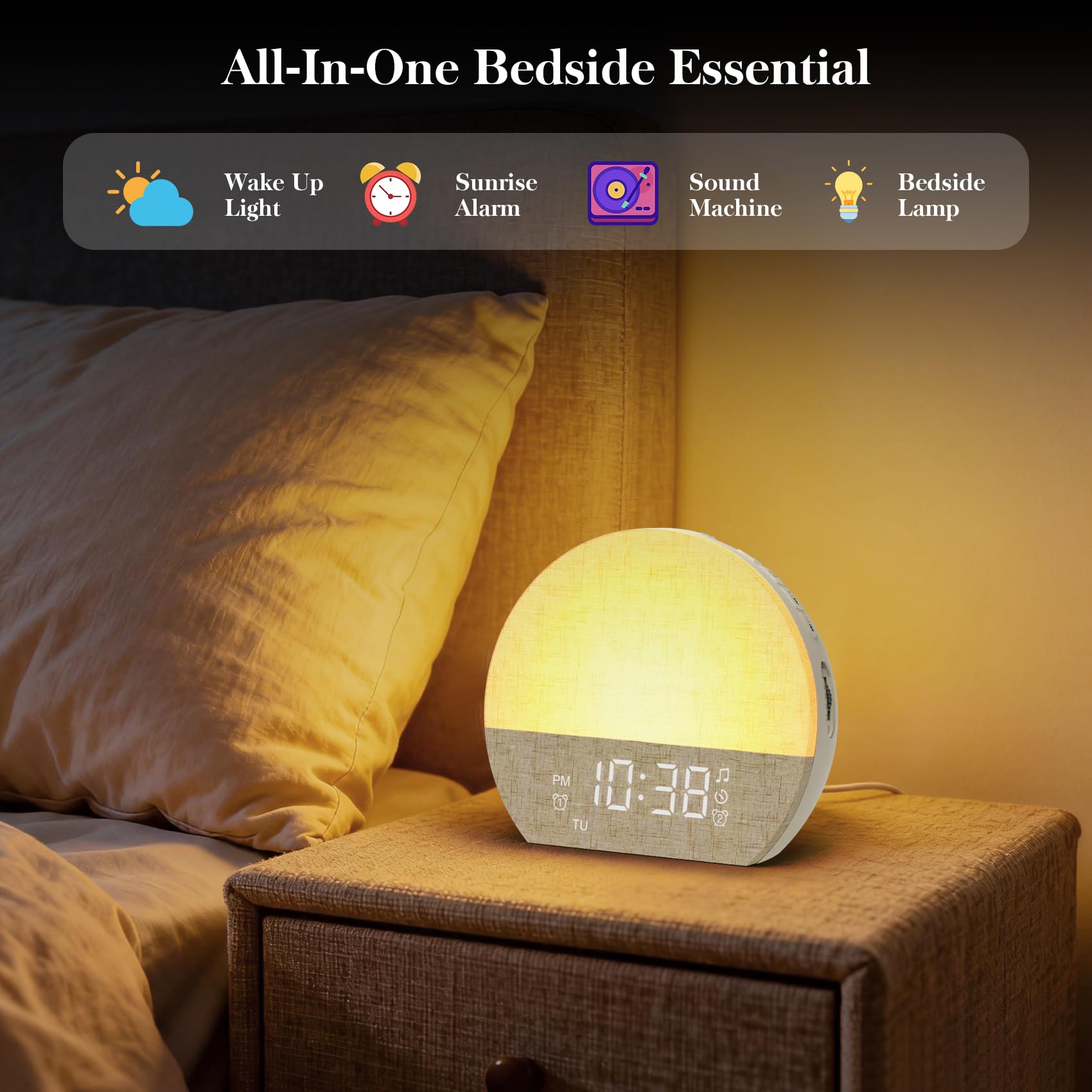 KEPLUG luz nocturna RGB encendida creando ambiente relajante en habitación