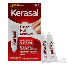 Kerasal frasco frontal mostrando envase claro y aplicación precisa