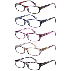 Kerecsen vista frontal del pack de cinco gafas mostrando colores y formas, opción práctica