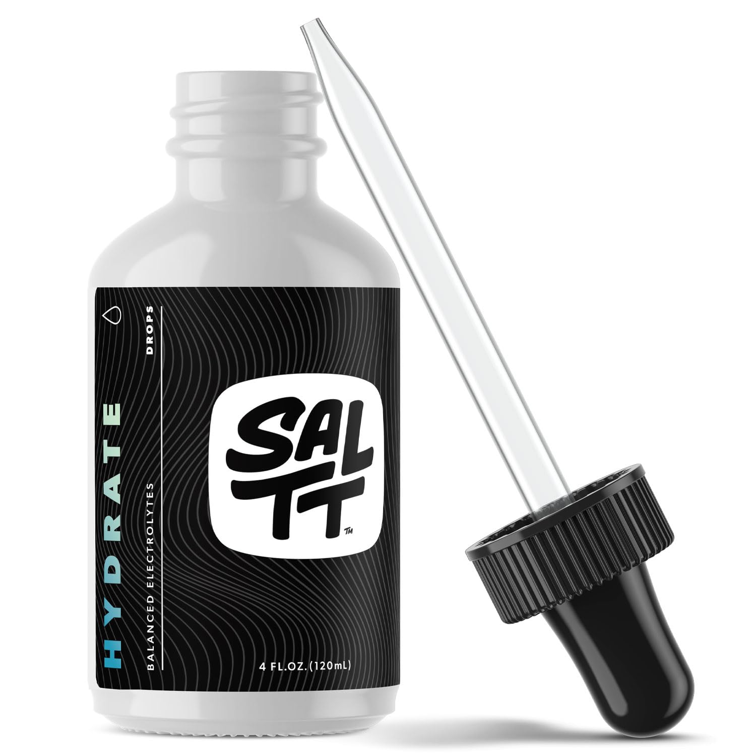 Keto Chow SALTT Hydrate vista frontal botella 4 oz, práctico para hidratación