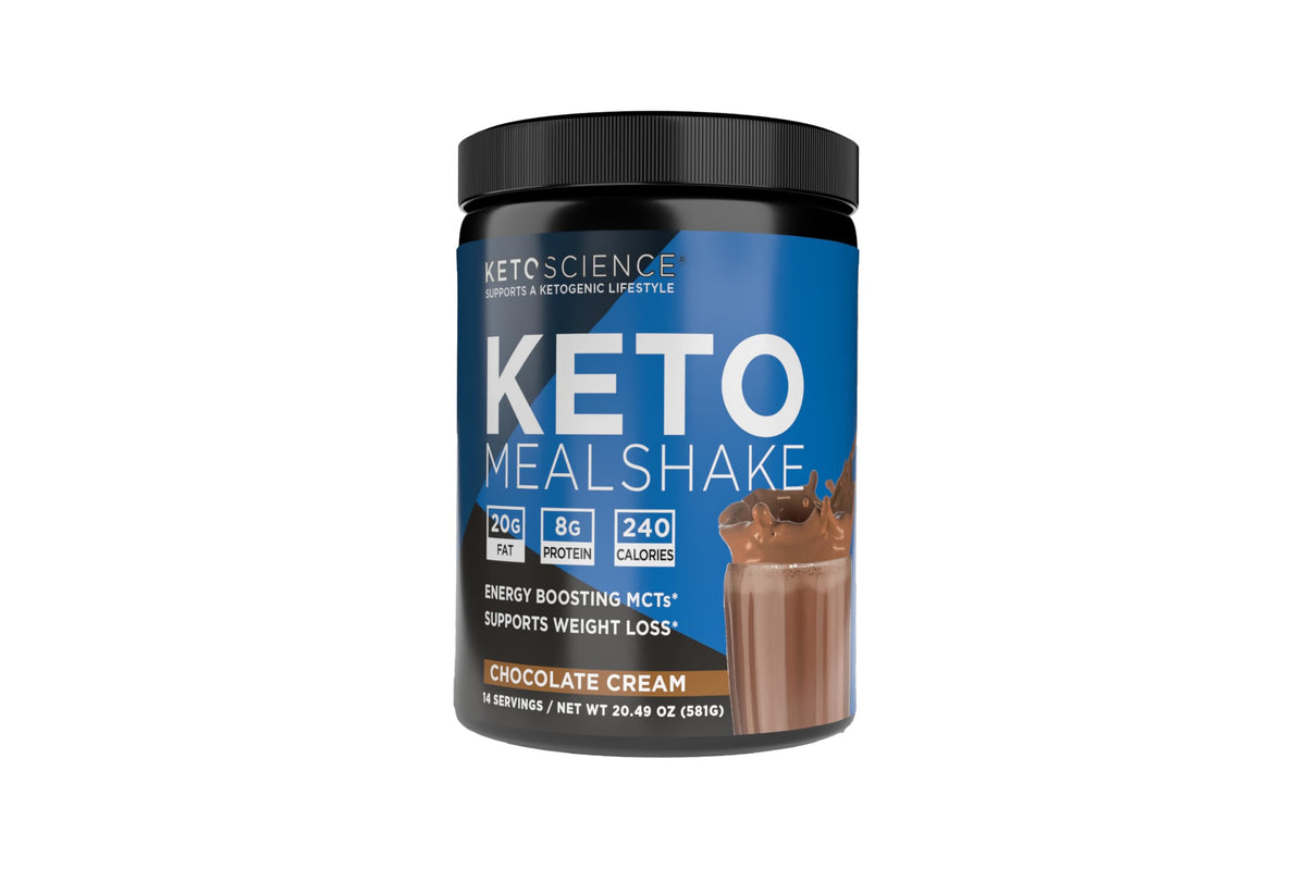 KETO SCIENCE bote frontal del producto chocolate, tamaño y presentación clara