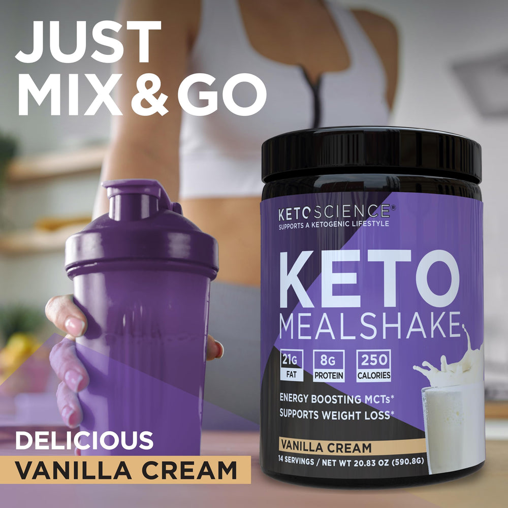 KETO SCIENCE batido en desayuno ocupada para conveniencia diaria