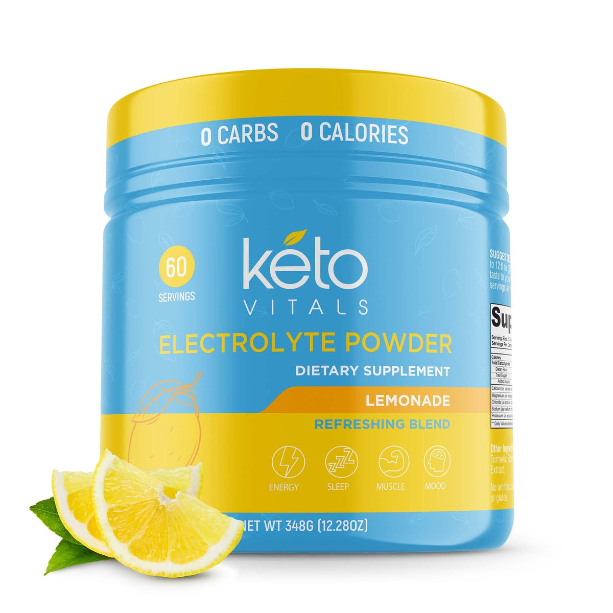 Keto Vitals envase frontal mostrando etiqueta y porciones, facilita elección informada
