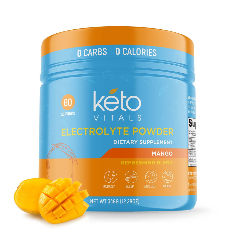 Keto Vitals frente del envase mostrando 60 servicios y sin azúcares