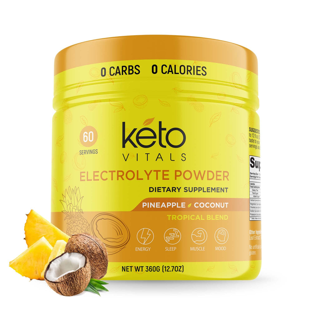 Keto Vitals frente del empaque mostrando 60 servicios y sabor