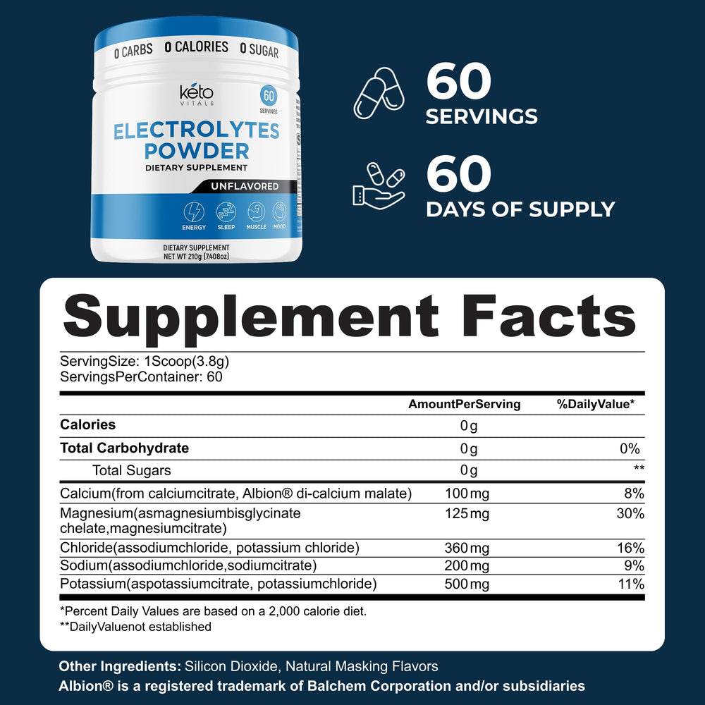 Keto Vitals polvo textura cercana que sugiere disolución rápida