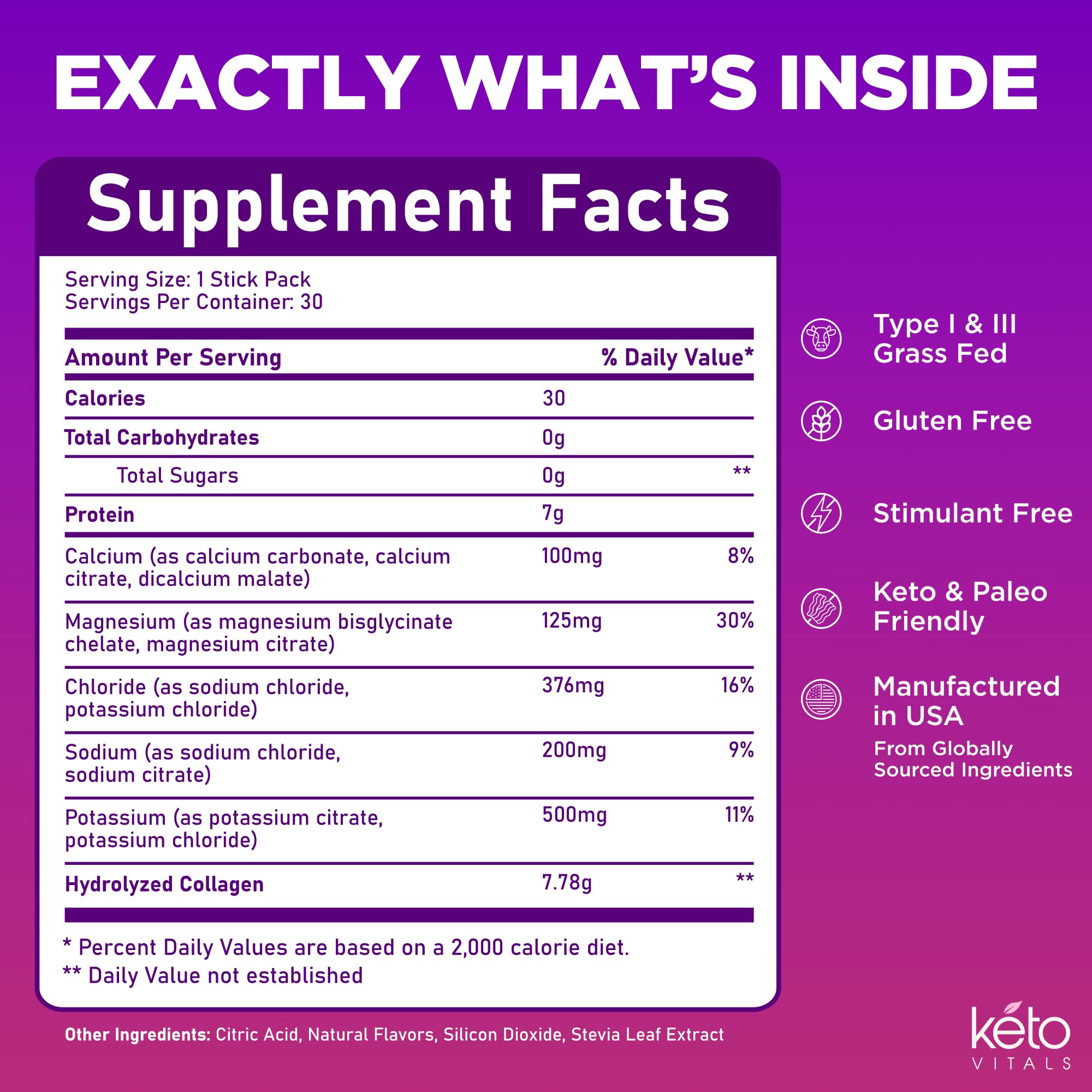 Keto Vitals textura del polvo de colágeno, fácil disolución