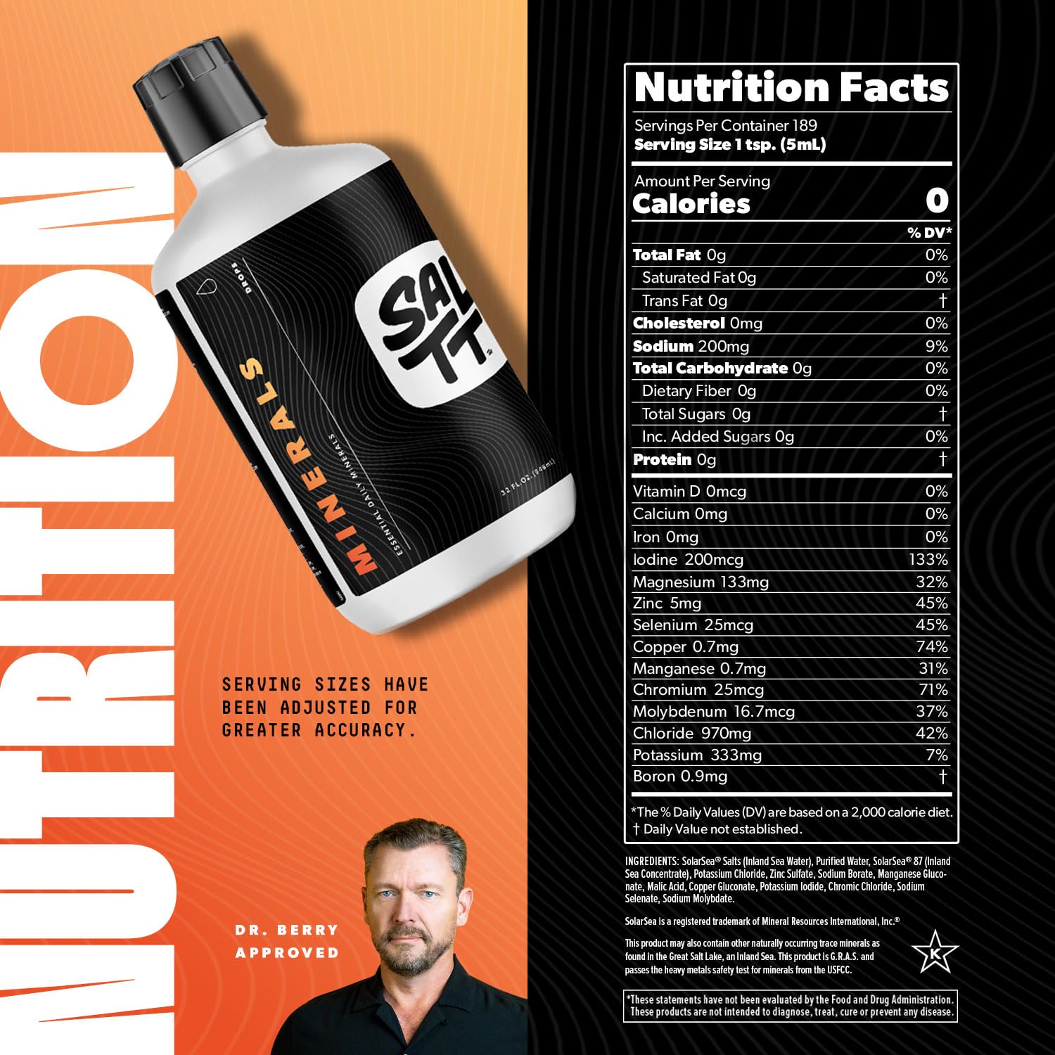 Keto Chow etiqueta con lista de minerales y origen de la Gran Laguna Salada