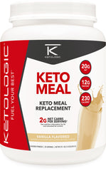 Ketologic envase frontal sabor vainilla mostrando porciones y marca