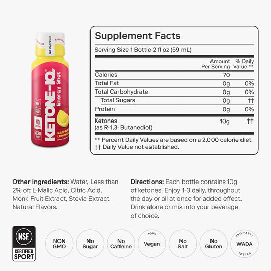 Ketone-IQ etiqueta con ingredientes claros y ventaja sin azúcares ni gluten