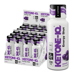 Ketone-IQ frente del empaque mostrando 24 shots y beneficio de energía limpia