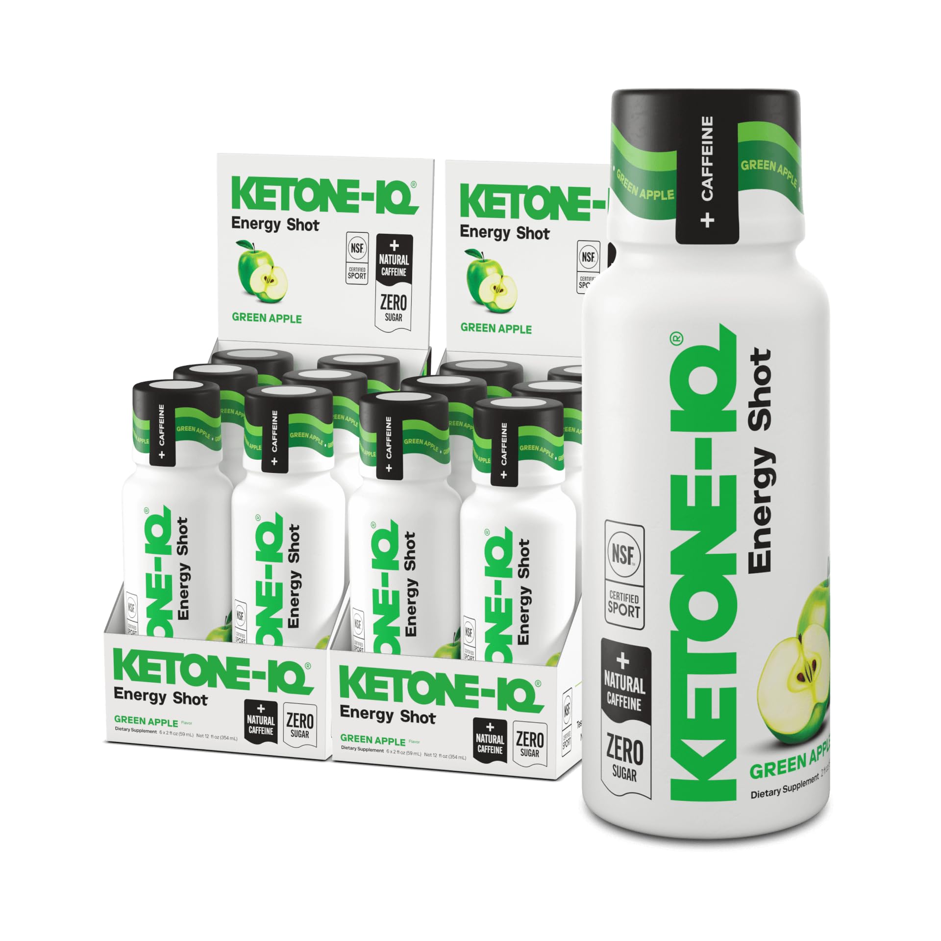 Ketone-IQ frontal del pack de 12 shots mostrando diseño y beneficio energético