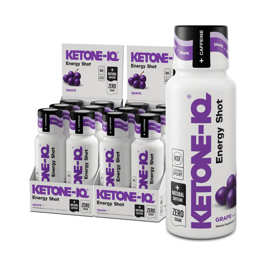 Ketone-IQ frontal del envase uva mostrando diseño y tamaño práctico